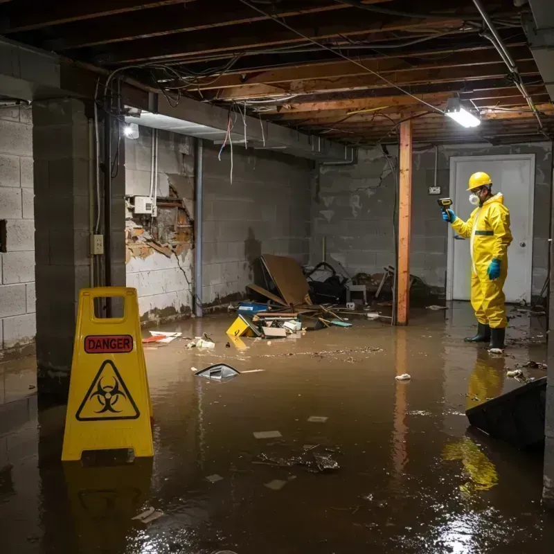 Flooded Basement Electrical Hazard in Mahomet, IL Property